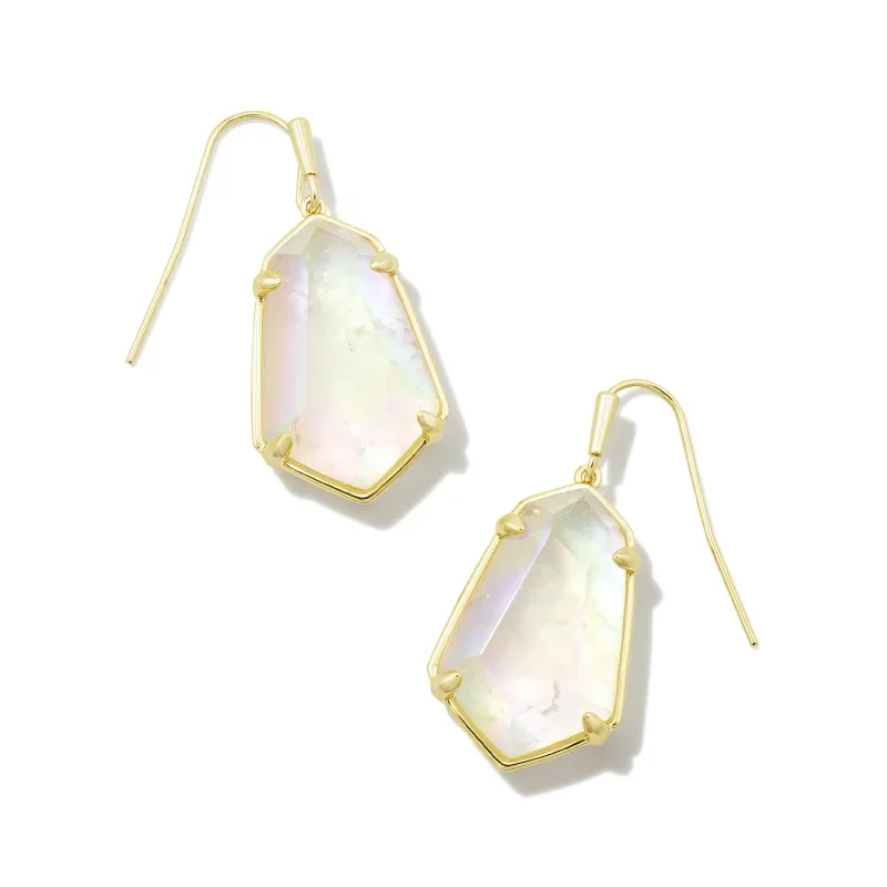 Kendra Scott | Alexandria Drop Earrings Gold Iridescent Clear Rock Crystal