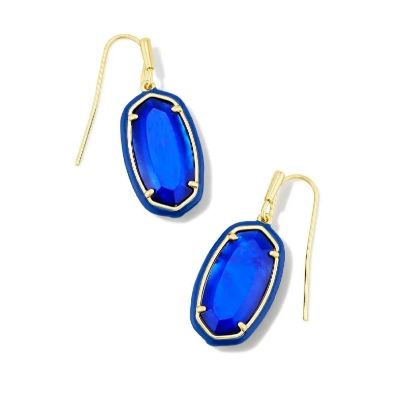 Kendra Scott | Dani Gold Enamel Frame Drop Earrings in Cobalt Illusion