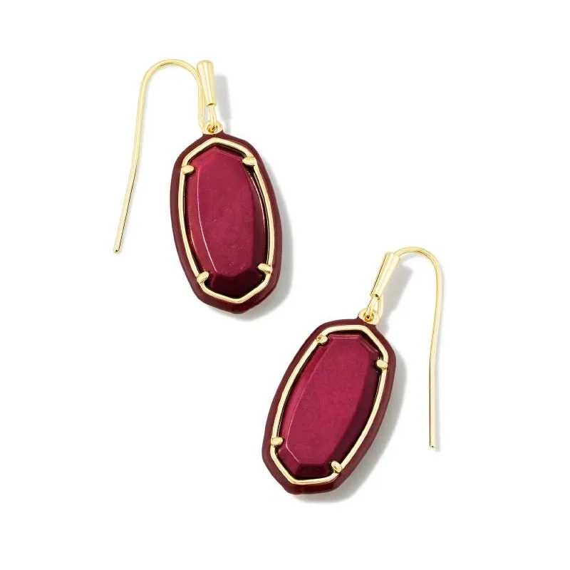 Kendra Scott | Dani Gold Enamel Frame Drop Earrings in Maroon Magnesite