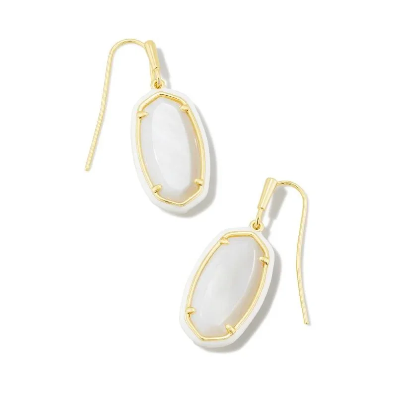 Kendra Scott | Dani Gold Enamel Frame Drop Earrings in White Mother of Pearl