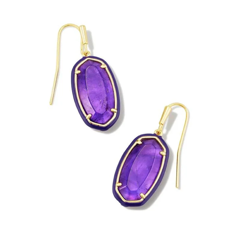 Kendra Scott | Dani Gold Enamel Framed Drop Earrings in Amethyst