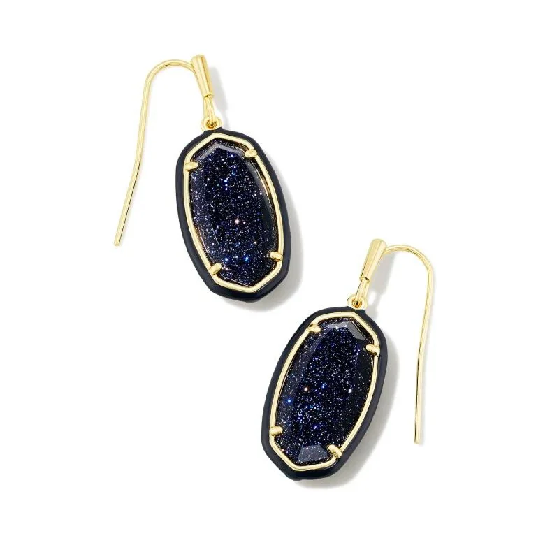 Kendra Scott | Dani Gold Enamel Framed Drop Earrings in Navy Goldstone