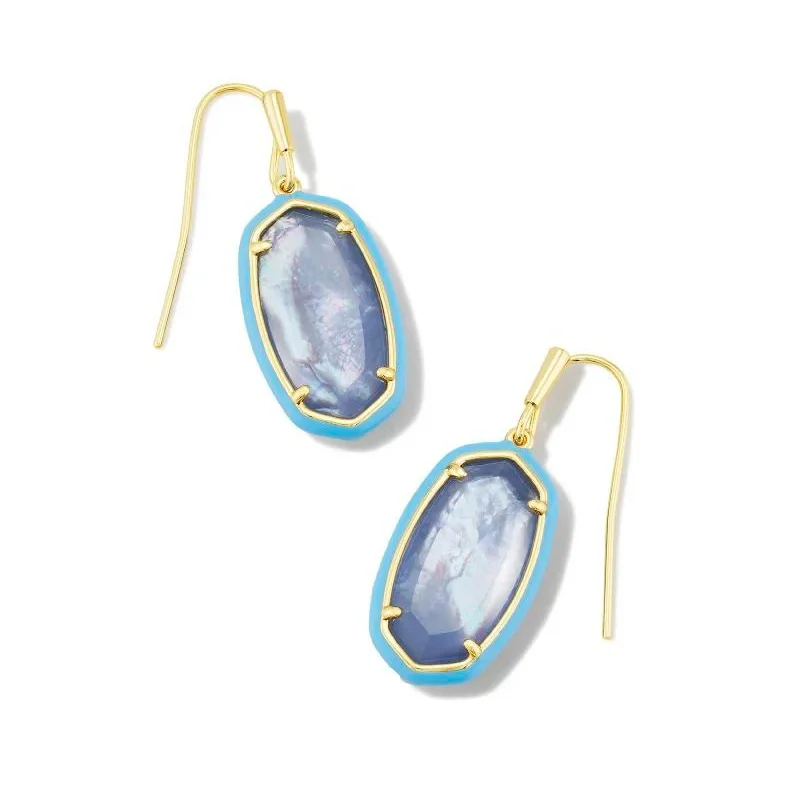 Kendra Scott | Dani Gold Enamel Framed Drop Earrings in Periwinkle Illusion