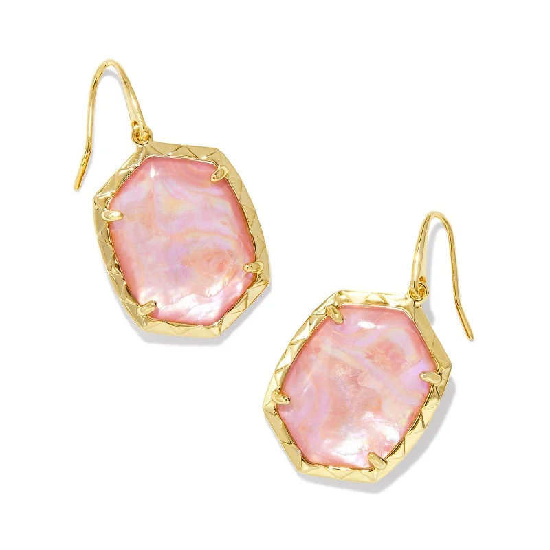 Kendra Scott | Daphne Gold Drop Earrings in Light Pink Iridescent Abalone