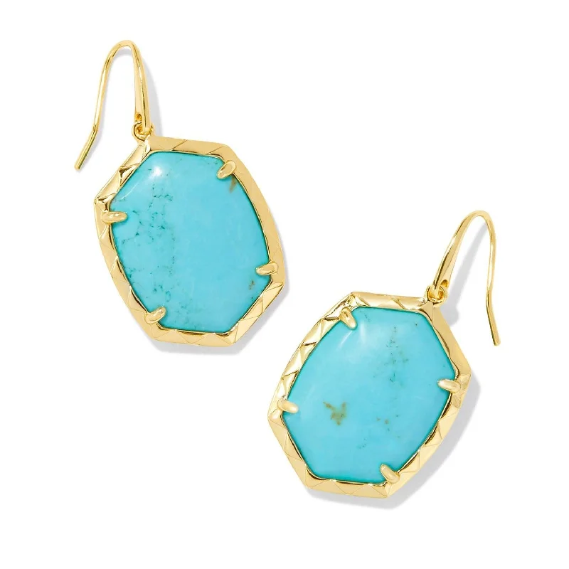 Kendra Scott | Daphne Gold Drop Earrings in Variegated Turquoise Magnesite