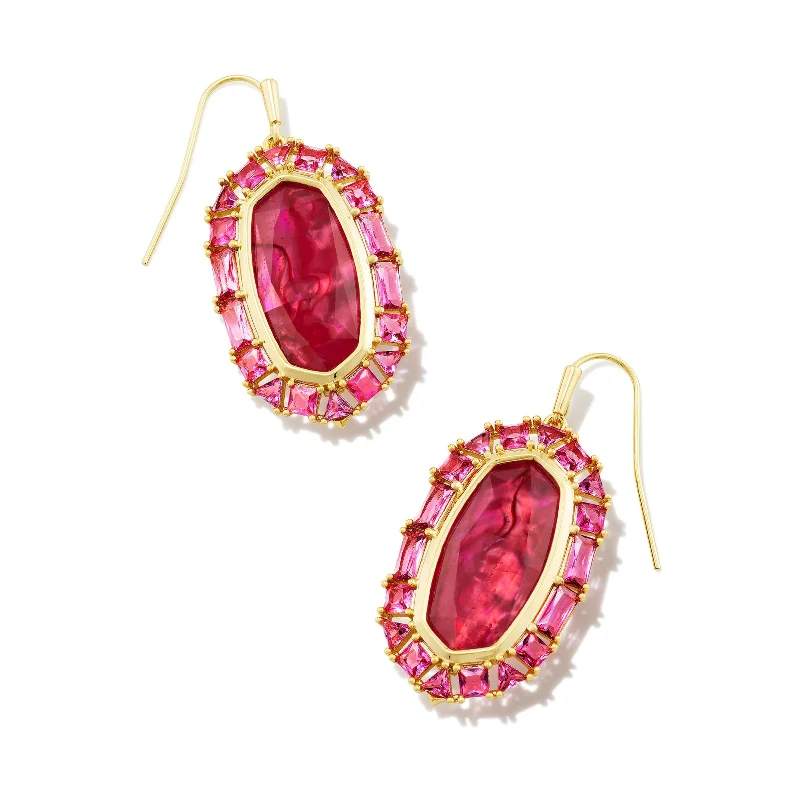 Kendra Scott | Elle Gold Crystal Frame Drop Earrings in Raspberry Illusion