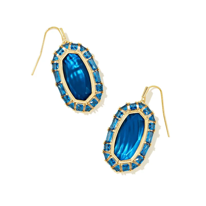 Kendra Scott | Elle Gold Crystal Frame Drop Earrings in Sea Blue Illusion