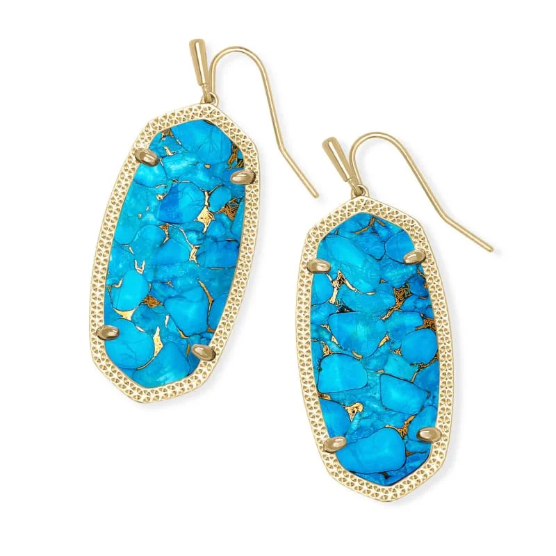 Kendra Scott | Elle Gold Drop Earrings in Bronze Veined Turquoise Magnesite