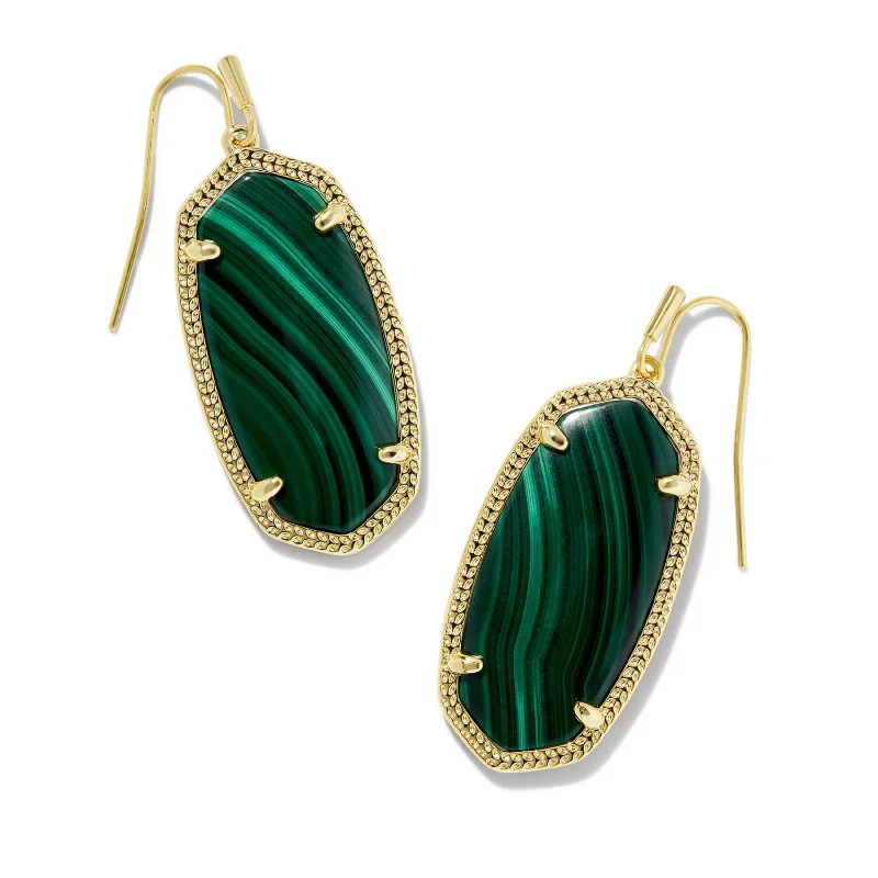 Kendra Scott | Elle Gold Drop Earrings in Green Malachite