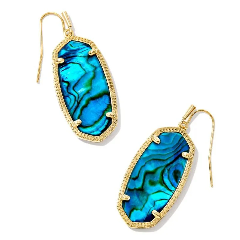 Kendra Scott | Elle Gold Drop Earrings in Teal Abalone