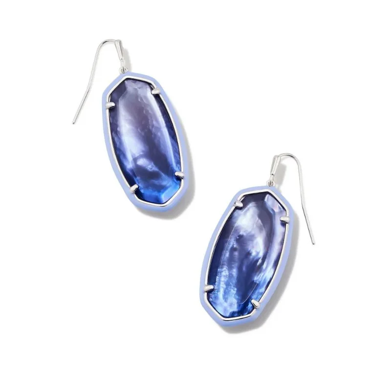 Kendra Scott | Elle Silver Enamel Framed Drop Earrings in Dark Lavender Ombre Illusion