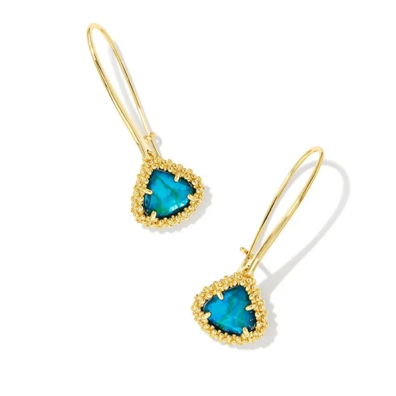 Kendra Scott | Framed Kendall Gold Wire Drop Earrings in Teal Abalone