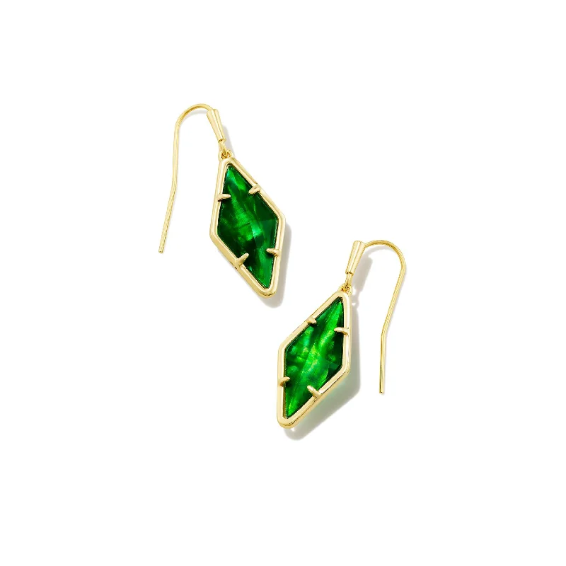 Kendra Scott | Kinsley Gold Drop Earrings in Kelly Green Illusion