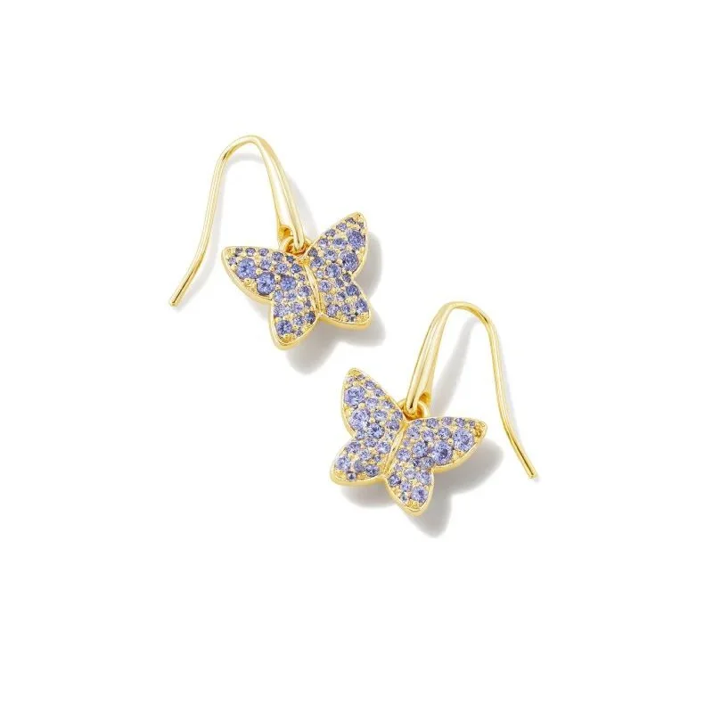 Kendra Scott | Lillia Crystal Butterfly Gold Drop Earrings in Violet Crystal