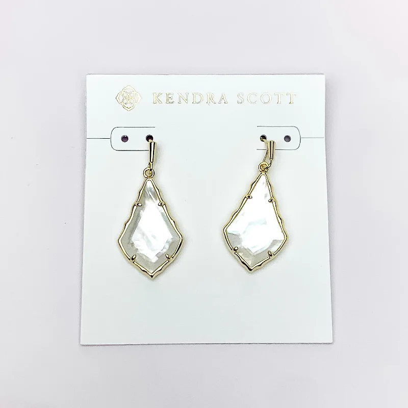 Kendra Scott | Small Faceted Alex Gold Drop Earrings in Ivory Illusion