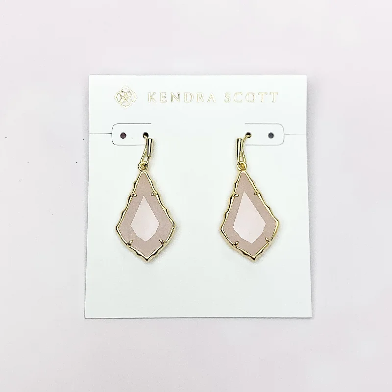 Kendra Scott | Small Faceted Alex Gold Drop Earrings in Rose Quartz