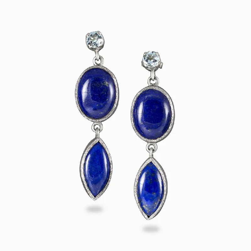 Lapis Lazuli & Blue Topaz Drop Earrings