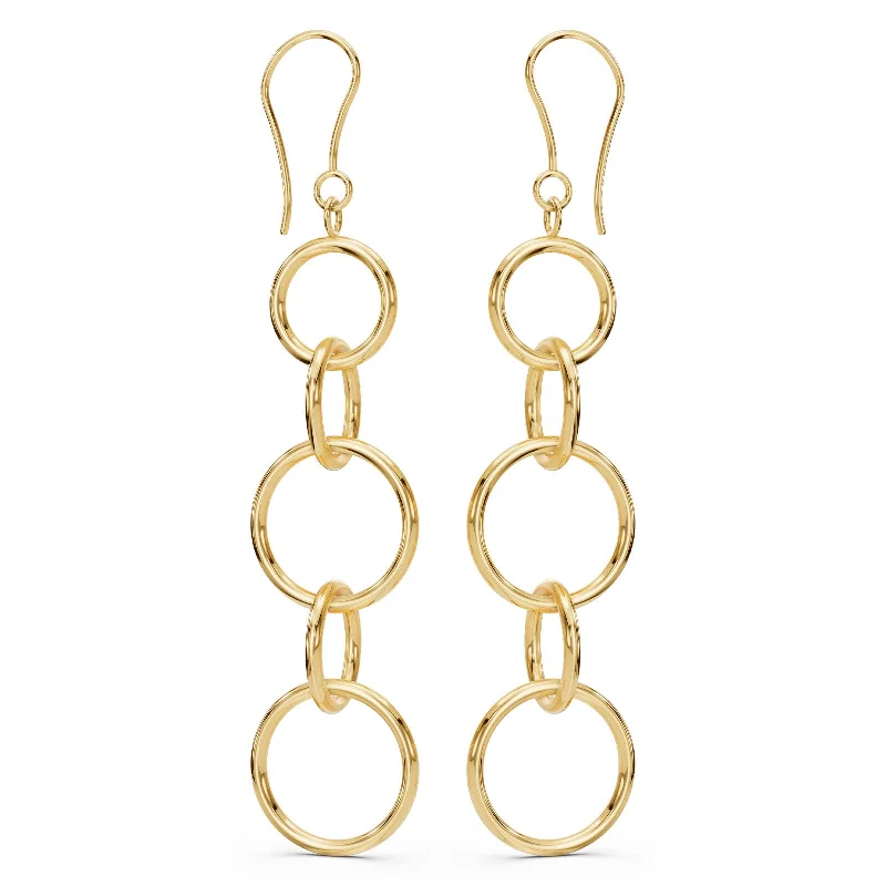 Large Gold Round Drop Earrings