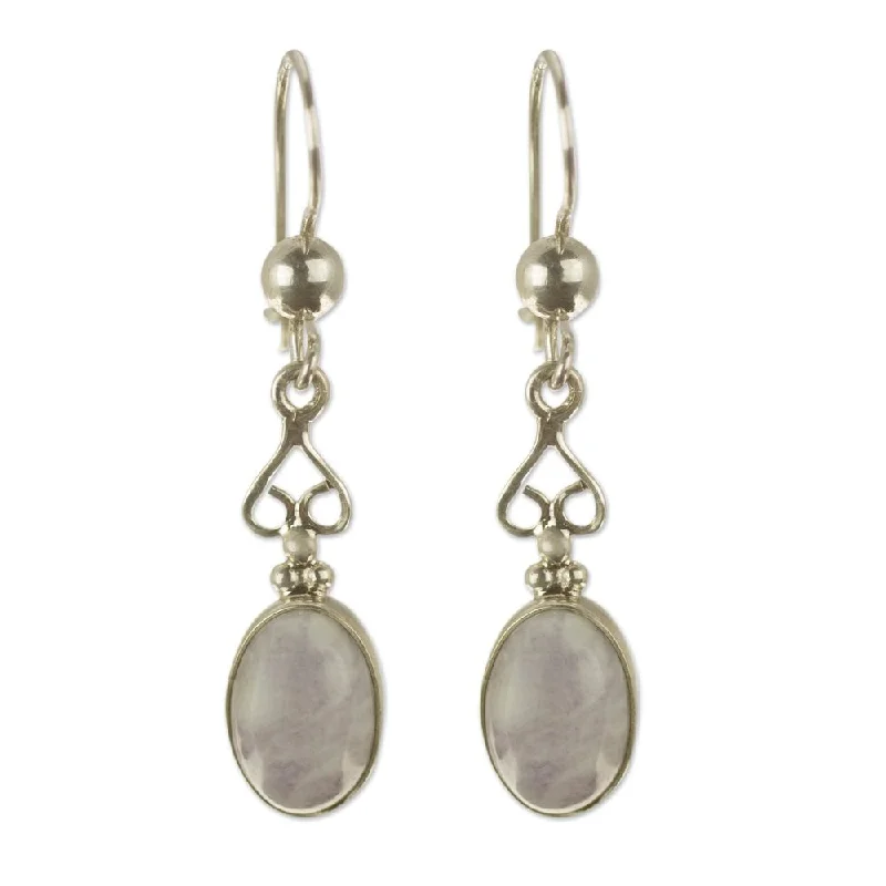 Lilac Jade Dangle Earrings, 'Love Poem' (Guatemala) - 1.6L*0.4W