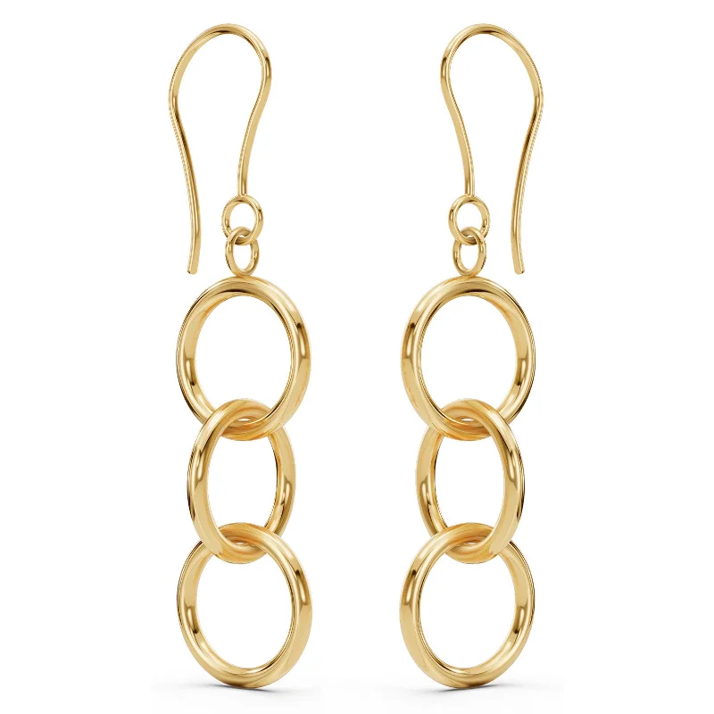 Medium Gold Round Drop Earrings