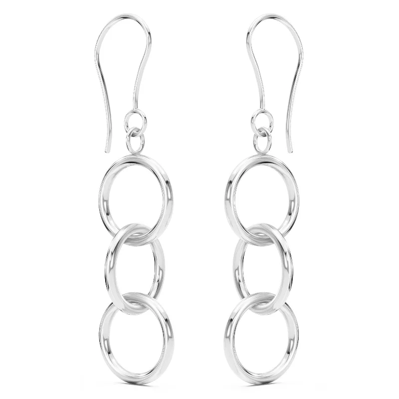 Medium Silver Round Drop Earrings