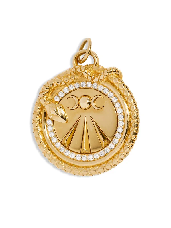 Large Mind, Body, and Soul Diamond Yellow Gold Medallion