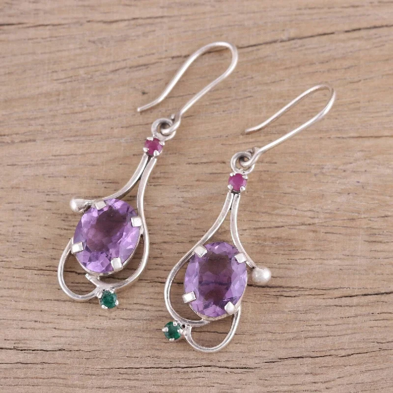 NOVICA Alluring Glisten, Multi-gemstone dangle earrings - 1.6*0.5