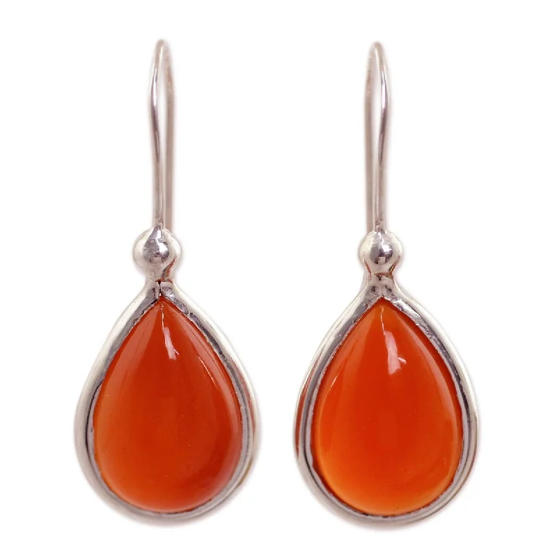 NOVICA Autumn Rain, Carnelian dangle earrings - 1.1*0.5