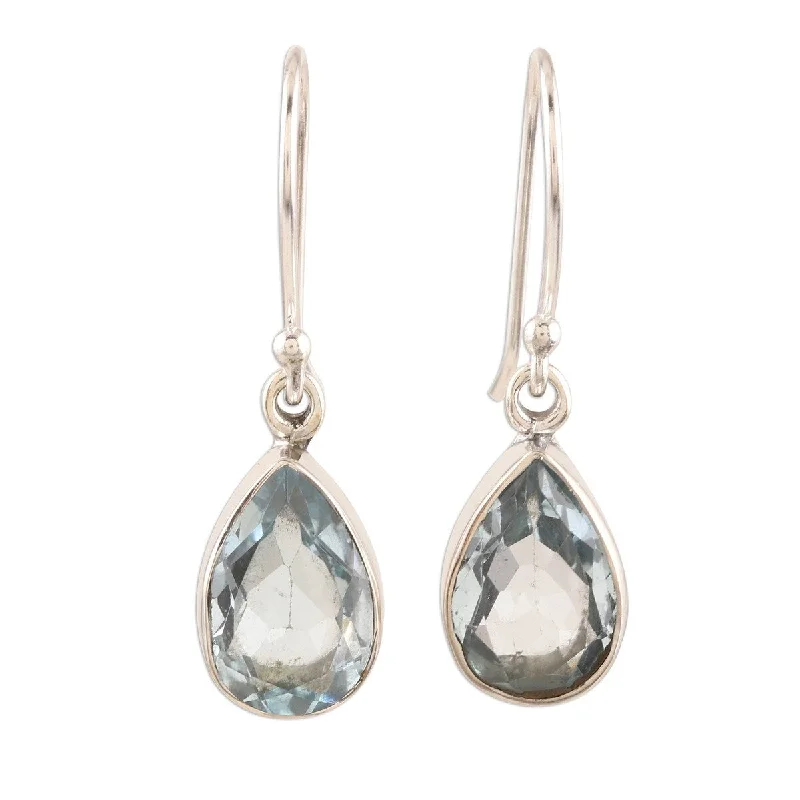 NOVICA Blue Droplets, Blue topaz dangle earrings - 1.3*0.4