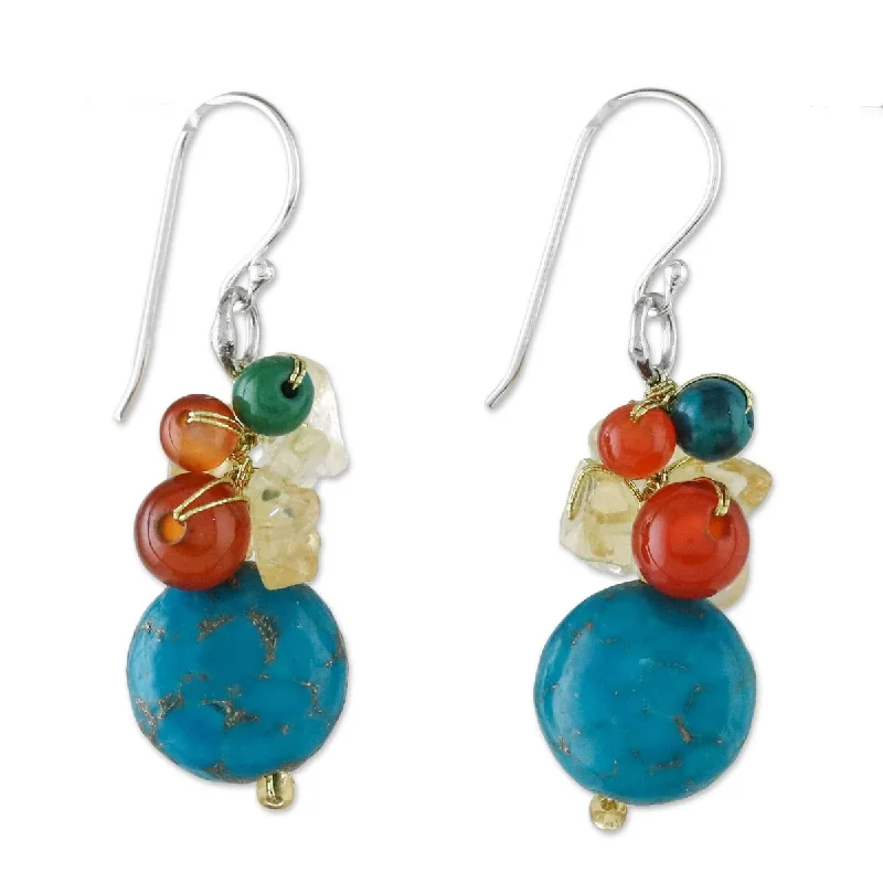 NOVICA Colorful Wonder, Multi-gemstone dangle earrings - 1.4*0.9