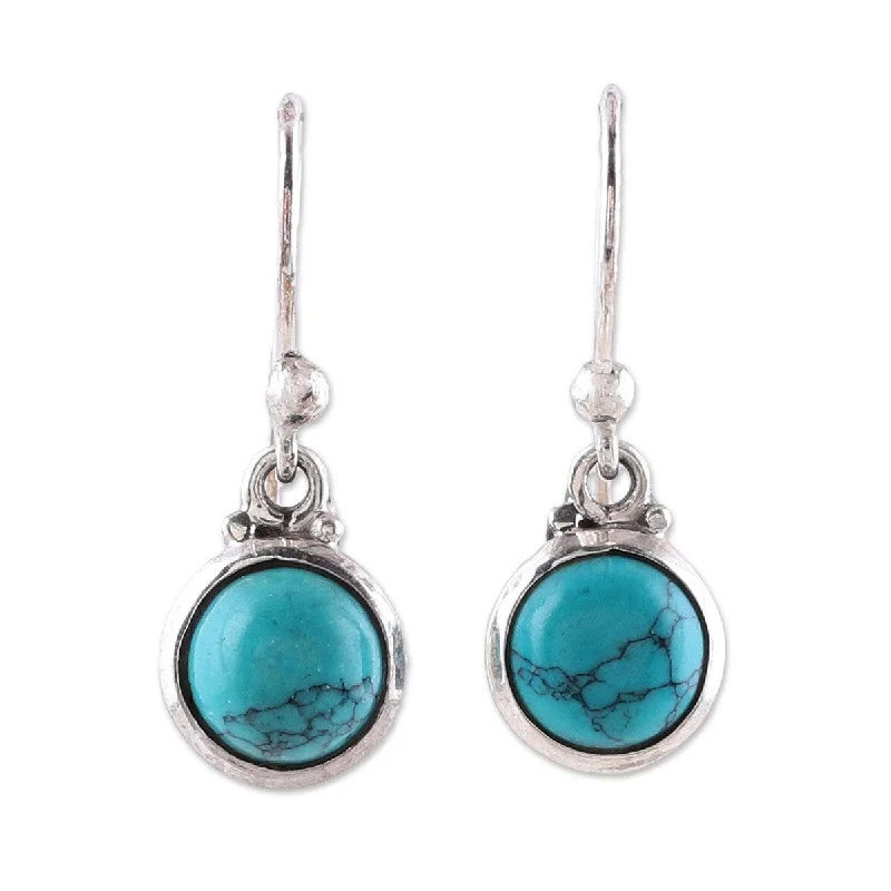 NOVICA , Composite turquoise dangle earrings - 0.9*0.3