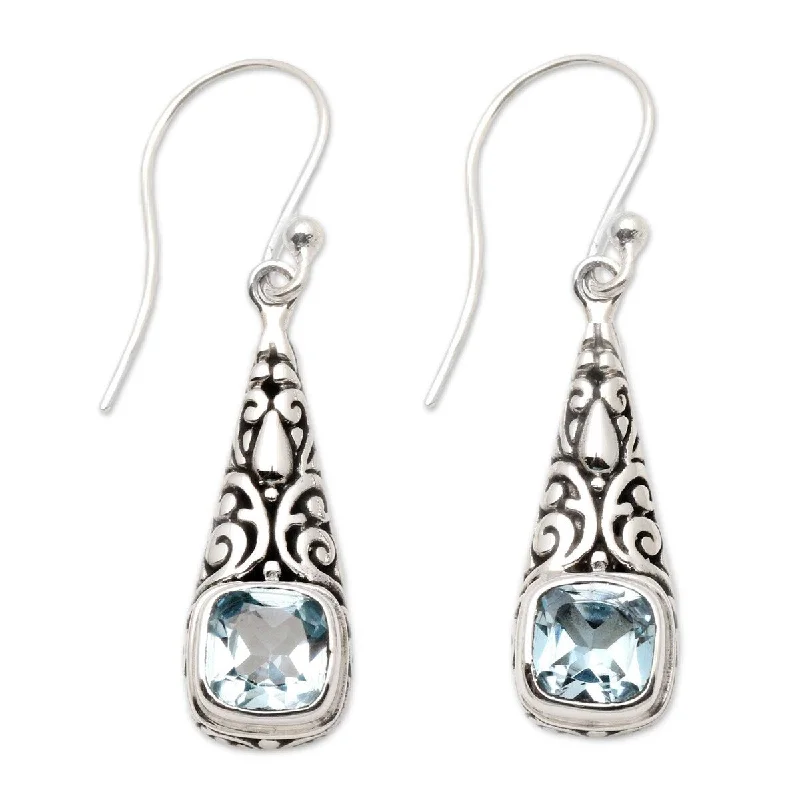 NOVICA Expression of Joy, Blue topaz dangle earrings - 1.4L*0.3W