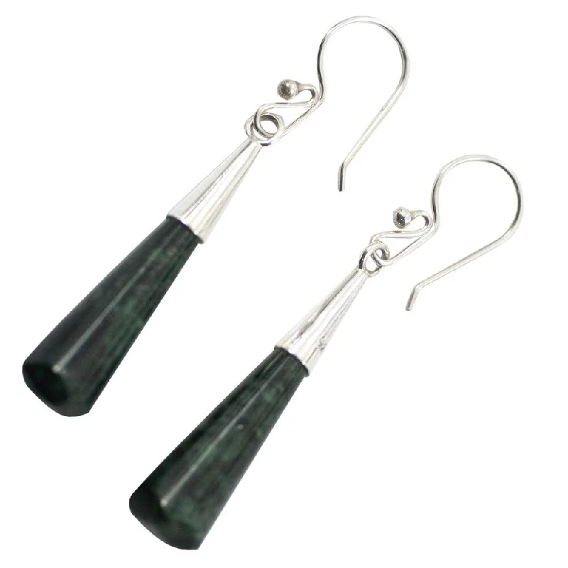 NOVICA Handmade Faceted Green Droplet Sterling Silver Jade Earrings