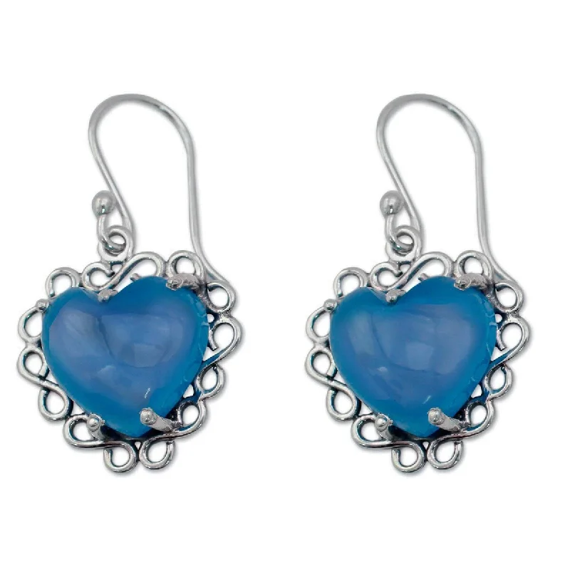 NOVICA Harmony of Love, Sterling silver heart earrings - 1.4L*0.8W