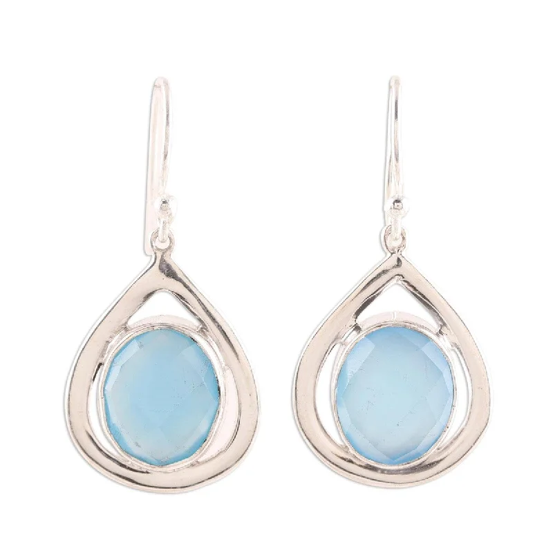 NOVICA Inland Sea, Chalcedony dangle earrings - 1.3*0.7