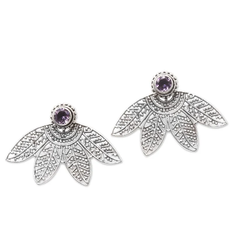 NOVICA Jungle Lace, Amethyst ear jacket earrings - 1*1.4