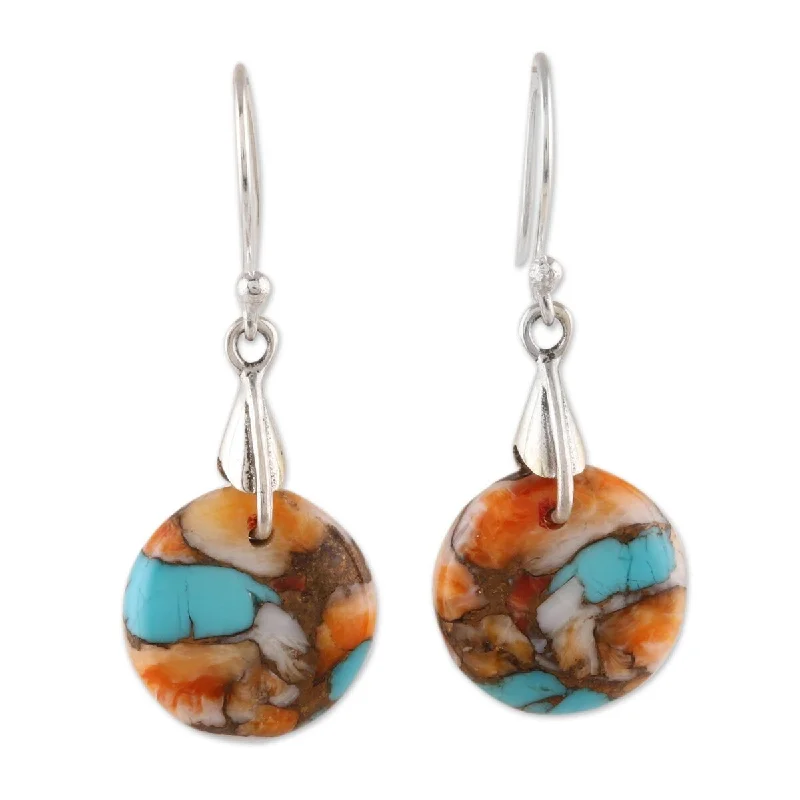 NOVICA Moon of Mystery, Composite turquoise dangle earrings - 1.2*0.5