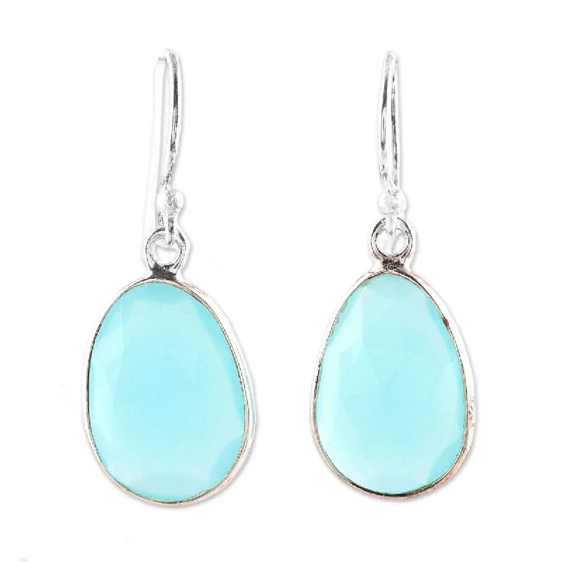 NOVICA Radiant Sea, Chalcedony dangle earrings - 1.2*0.4