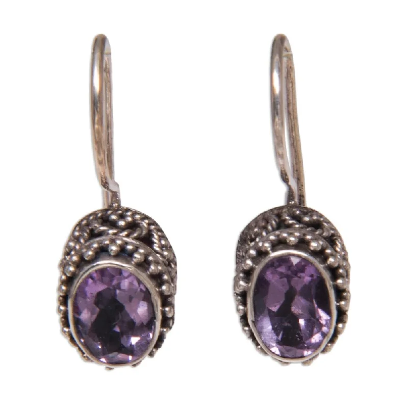 NOVICA Silver 'Lilac Spell' Amethyst Earrings