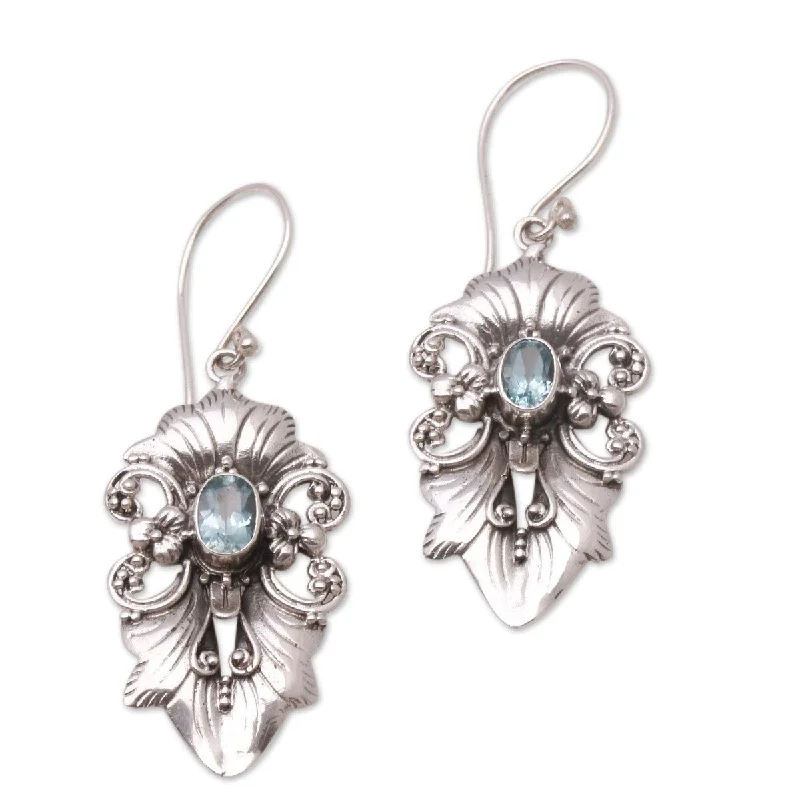 NOVICA Sparkling Crest, Blue topaz dangle earrings - 0.2