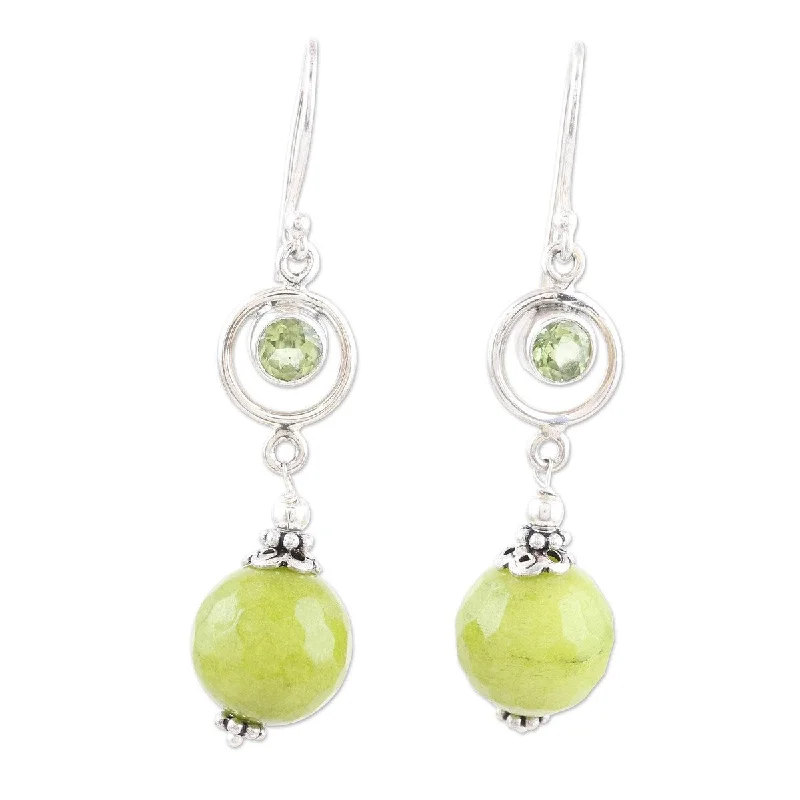 NOVICA Summer Chill, Agate and peridot dangle earrings - 2*0.4