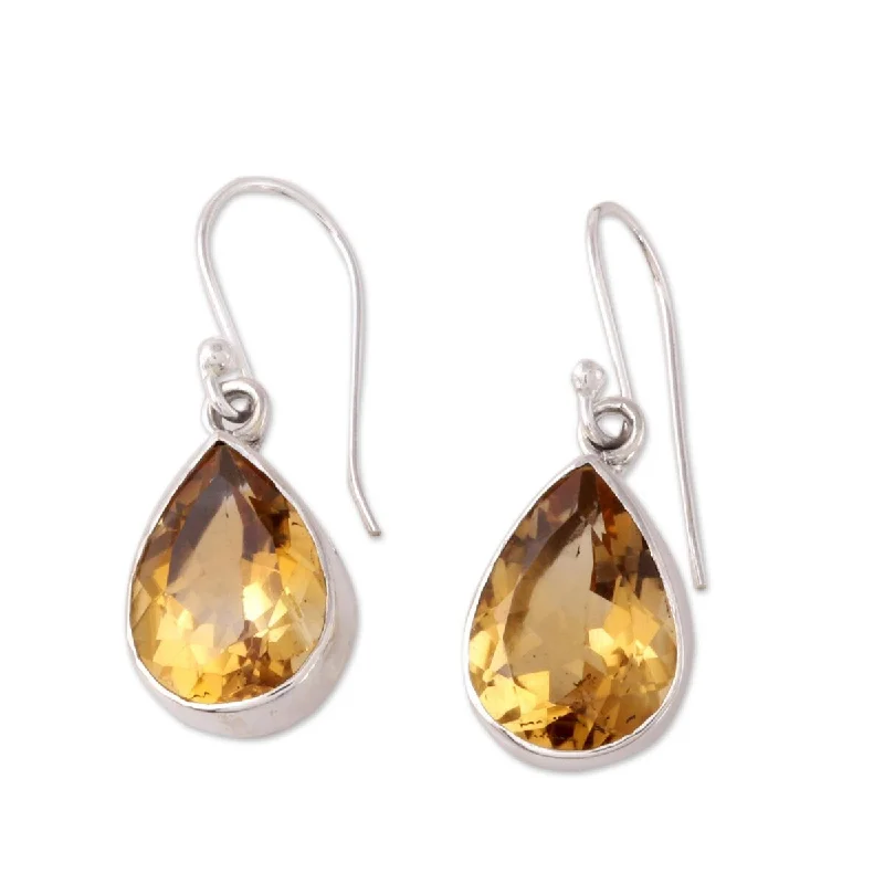 NOVICA Yellow Glimmer, Citrine dangle earrings - 1.3*0.4