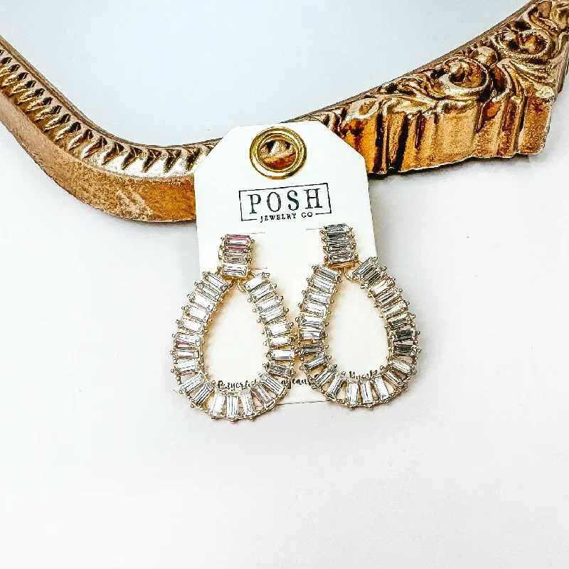 Posh by Pink Panache | Gold Tone Rhinestone Teardrop Earrings