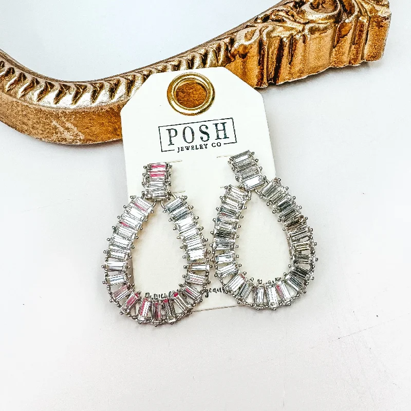 Posh by Pink Panache | Silver Tone Rhinestone Teardrop Earrings