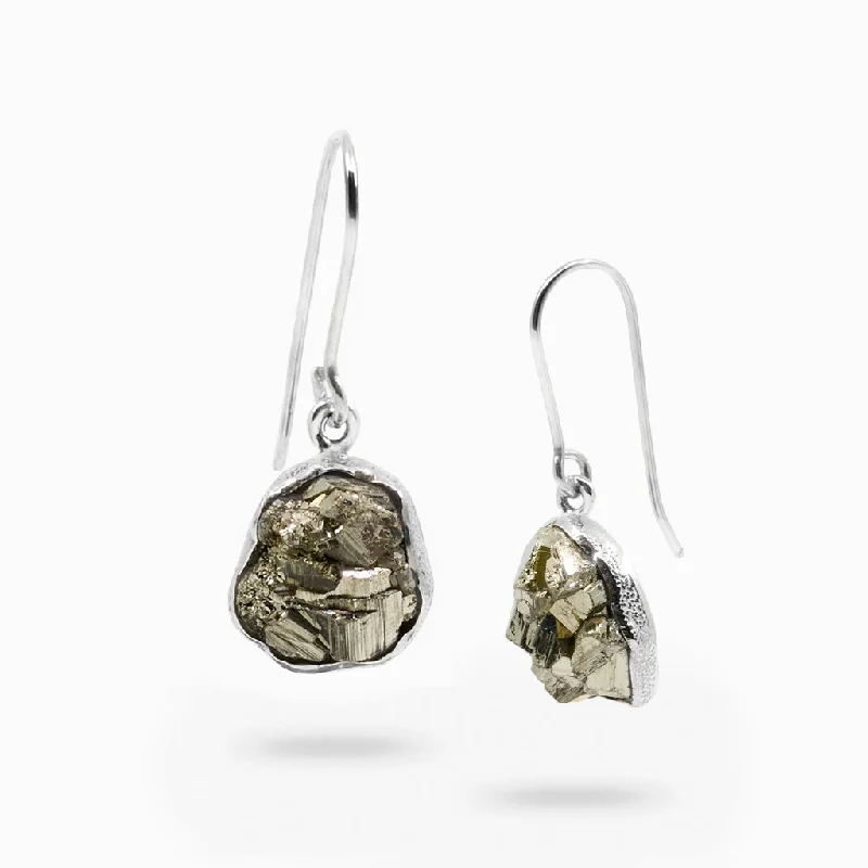 Pyrite Cluster Drop Earrings