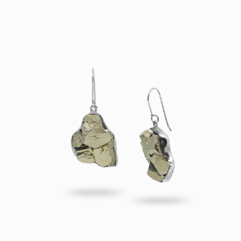 Pyrite Cluster Drop Earrings