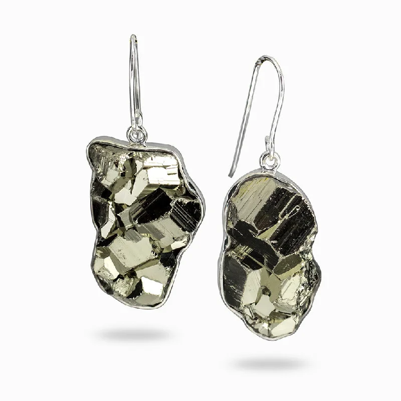 Pyrite Cluster Drop Earrings