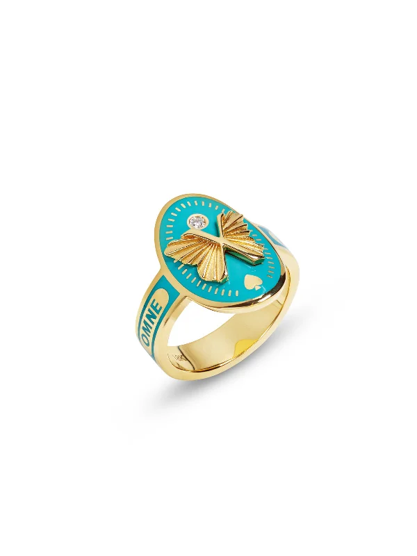 Reverie Aqua Ceramic Yellow Gold Cigar Band