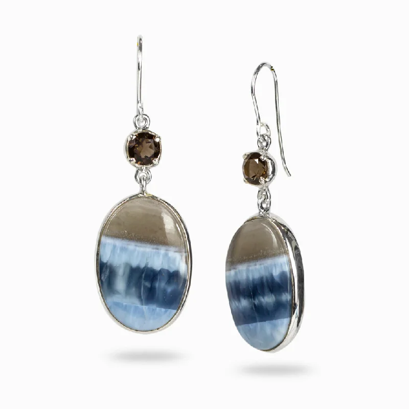 Smokey Quartz & Blue Opal Drop Earrings