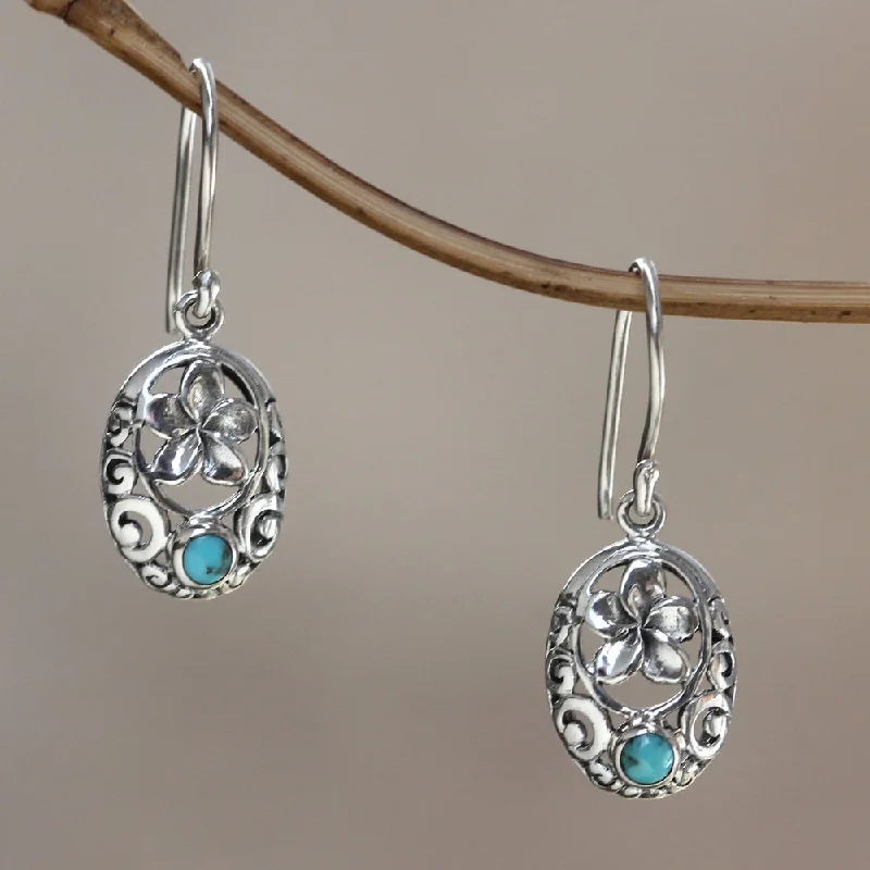 Sterling Silver 'Bali Bouquet' Turquoise Earrings (Indonesia)